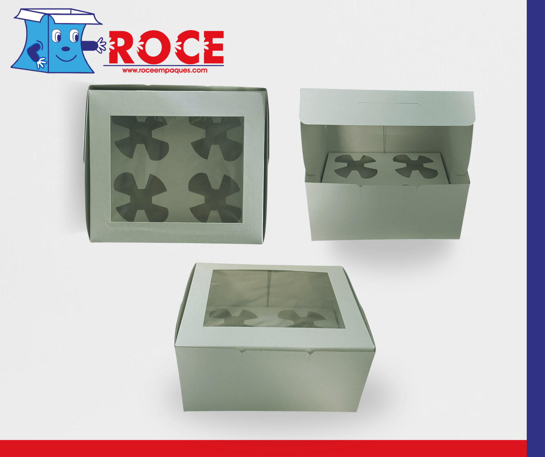 Caja para 4 Cupcakes Paquete de 50 Piezas