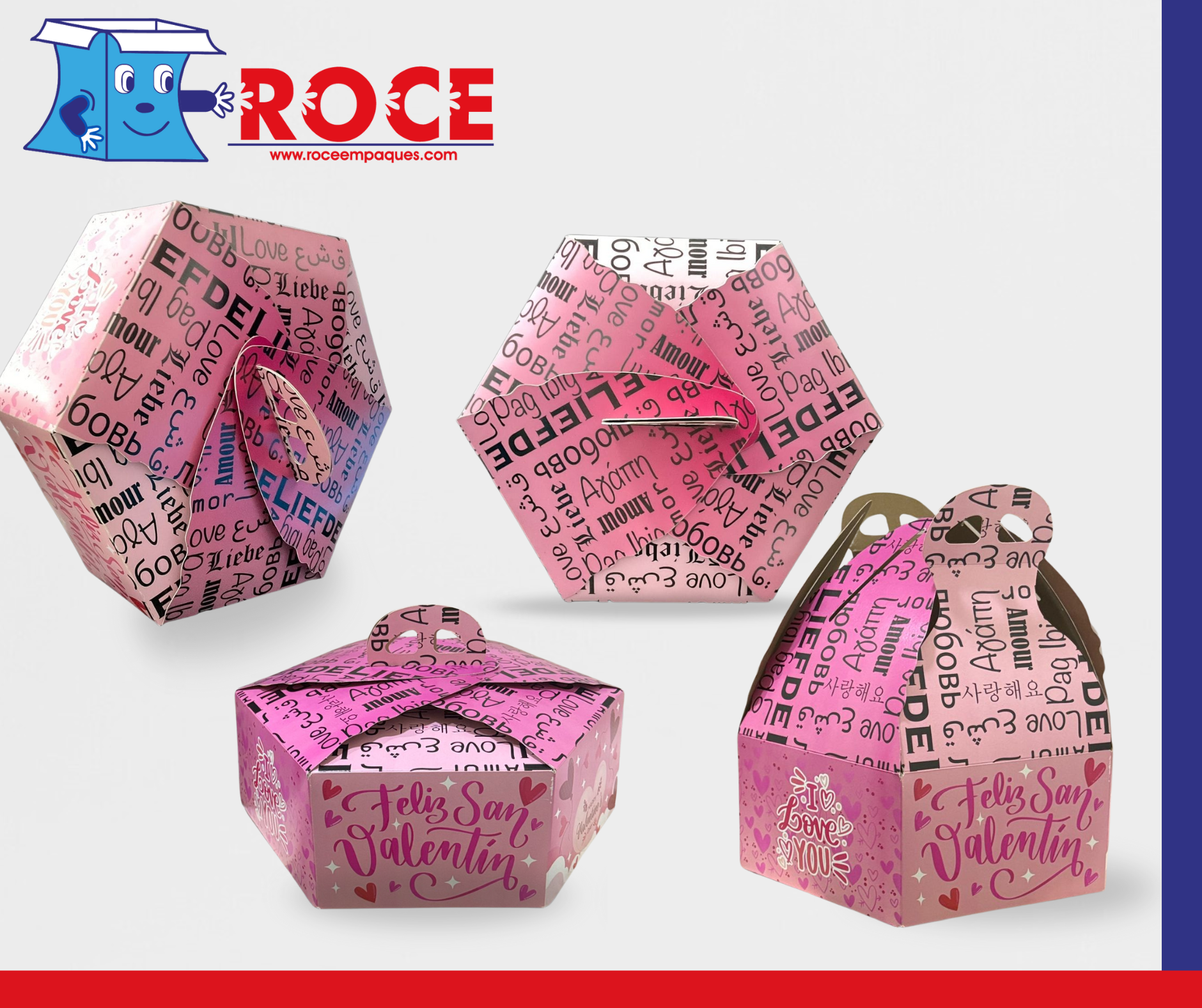 Caja Hexagonal San Valentín para pastel Paquete de 50 Piezas