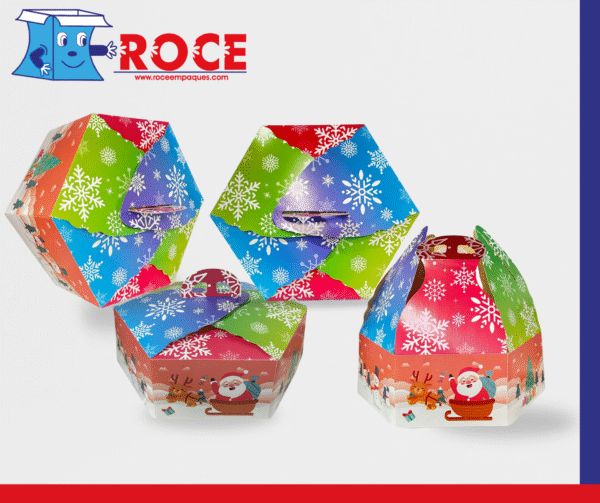 Caja Hexagonal Navidad para Pastel Paquete de 50 Piezas